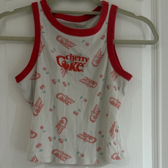 Vintage Retro Cherry Coke Red and White Crop Top Sz Small - Picture 1 of 3